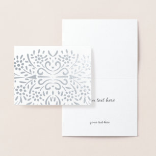 Gold or Silver Abstract Modern Floral Pattern Foil Card