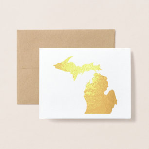 Gold or Silver Michigan State Map and Seagull Foil Card