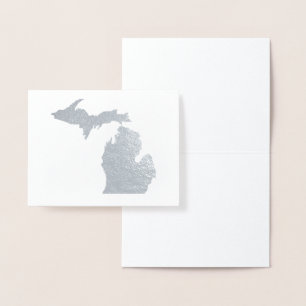 Gold or Silver Michigan State Map Petoskey Stone Foil Card