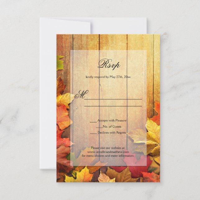 Gold Orange Green Autumn Fall Leaves RSVP | Card (Front)