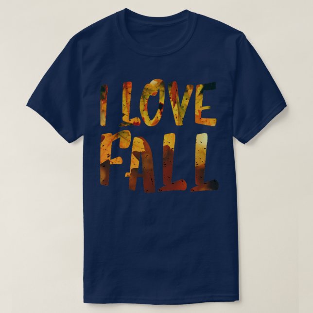 Gold orange leaves i love fall T-Shirt (Design Front)