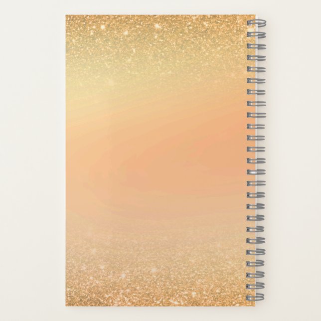 Gold & Orange Notebook with Sparkle Glam Aesthetic (Back)