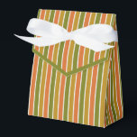 Gold, Orange, Olive Green Striped Favor Box<br><div class="desc">Gold,  orange,  olive green striped favour box with ribbon tie. Perfect for all gift decoration themes; simple/minimalist to maximalist depending on additional embellishments.</div>