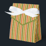 Gold, Orange, Olive Green Striped Favor Box<br><div class="desc">Gold,  orange,  olive green striped favour box with ribbon tie. Perfect for all gift decoration themes; simple/minimalist to maximalist depending on additional embellishments.</div>