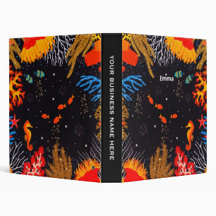 Gold Orange Tropical Summer Ocean Underwater Binder