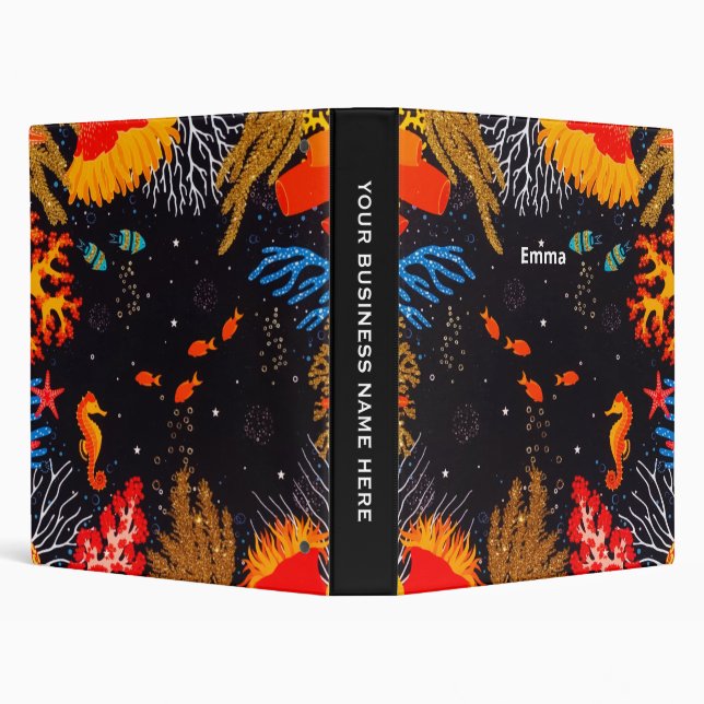 Gold Orange Tropical Summer Ocean Underwater Binder (Background)