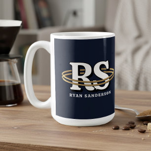 Gold Orbit Monogram Initials Any Colour ID1331 Coffee Mug