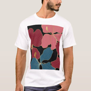 Gold orchids, elegant floral line art. T-Shirt