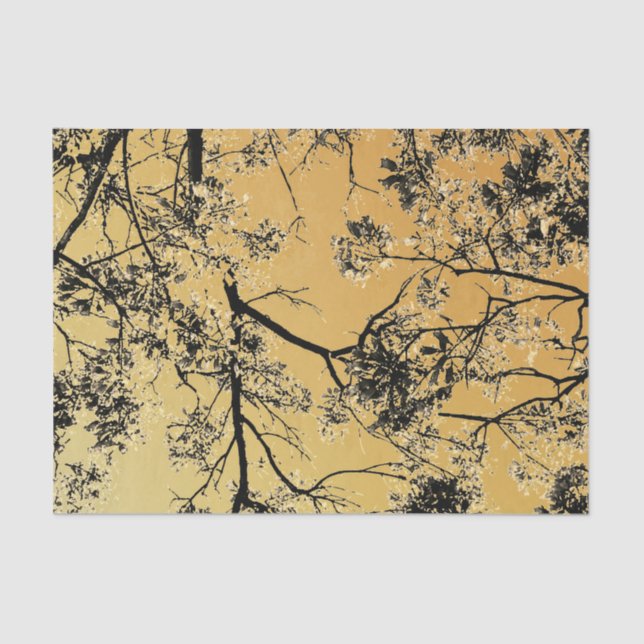 Gold Oriental Blossoms Tissue Paper (Front)