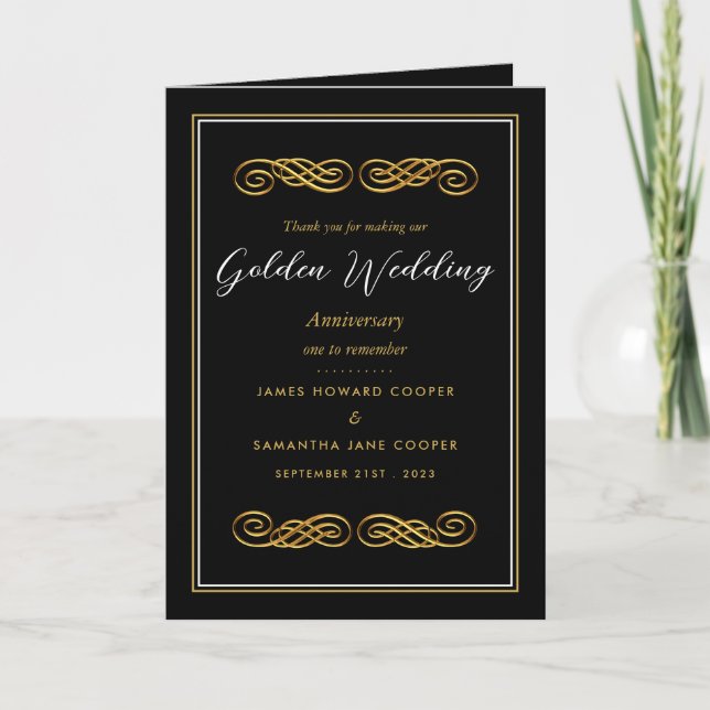 Gold Ornament, 50 Year Wedding Anniversary Thanks Card (Front)