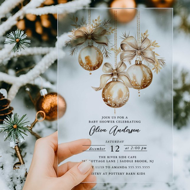 Gold Ornament Acrylic Baby Shower Invitation (Creator Uploaded)