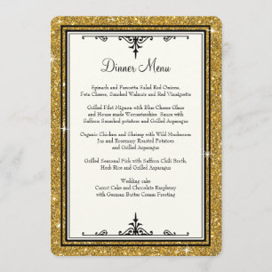 Gold Ornament Glitter Striped Classic Elegant Menu