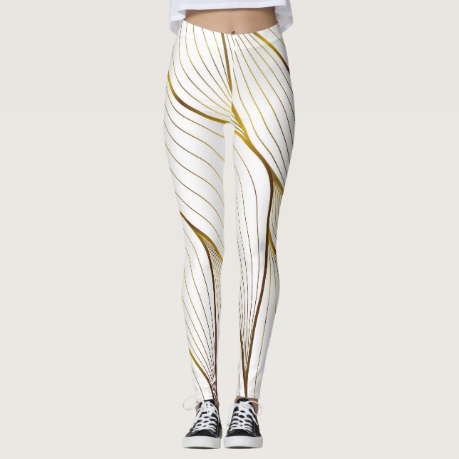 Gold ornament leaf  leggings (Front)