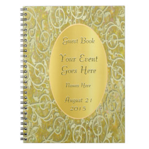 Gold Ornamental Glitter Guest Book