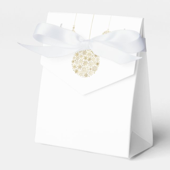Gold Ornaments Christmas Holiday Party Favour Favor Box (Front Side)
