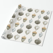 Gold Ornaments Christmas Wrapping Paper