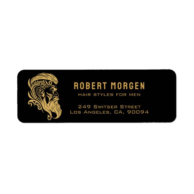 Gold ornaments haircut for men logo on Black (Front)