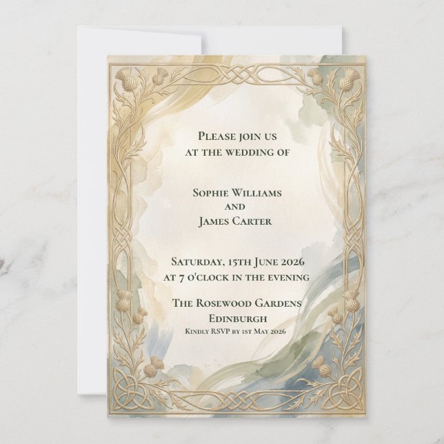 Gold Ornate Art Deco Wedding Invitation (Front)