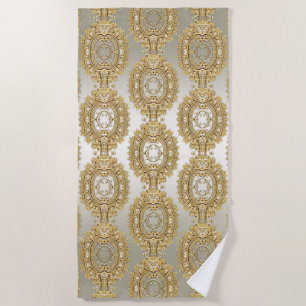 Gold Ornate Beach Towel