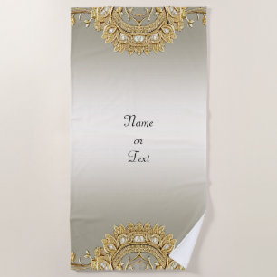 Gold Ornate Beach Towel
