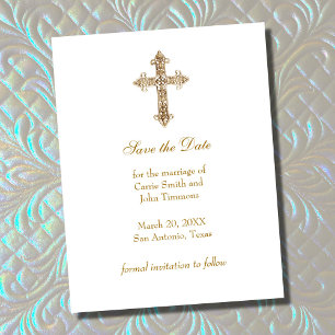 Gold Ornate Drawn Cross Save the Date