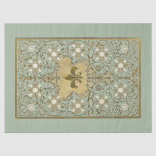 Gold Ornate Fleur de Lis Filigree Decoupage French Tissue Paper