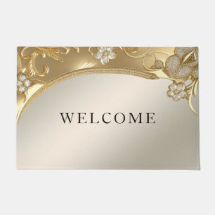 Gold Ornate Floral Doormat