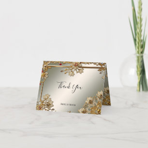 Gold Ornate Floral Frame Thank You Card