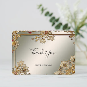 Gold Ornate Floral Frame Thank You Card