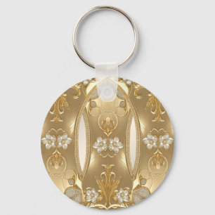 Gold Ornate Floral Keychain