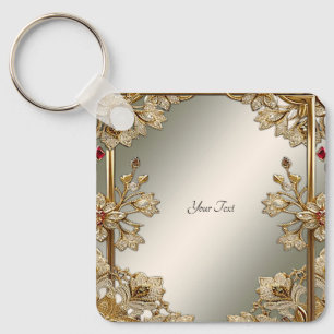 Gold Ornate Floral Keychain
