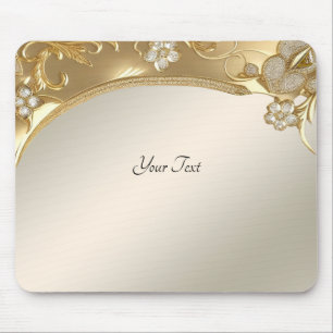 Gold Ornate Floral Mousepad