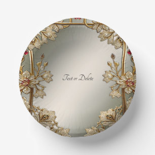 Gold Ornate Floral Paper Bowls Paper Plate
