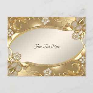 Gold Ornate Floral Postcard
