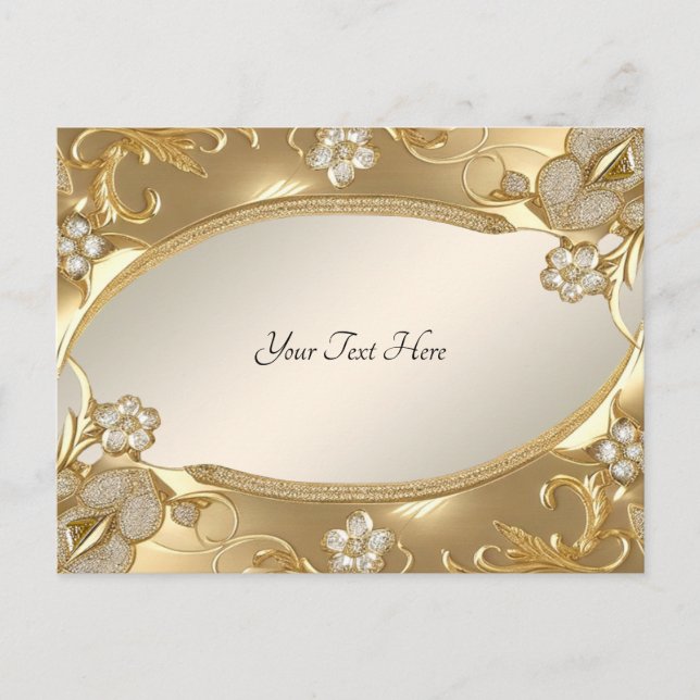 Gold Ornate Floral Postcard (Front)