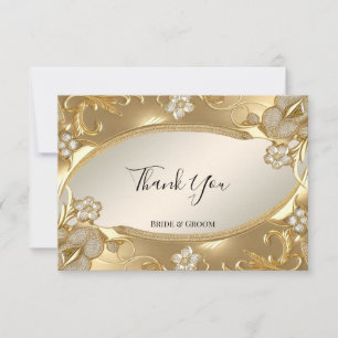 Gold Ornate Floral Thank You Card