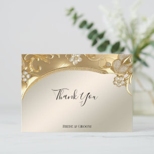 Gold Ornate Floral Thank You Card