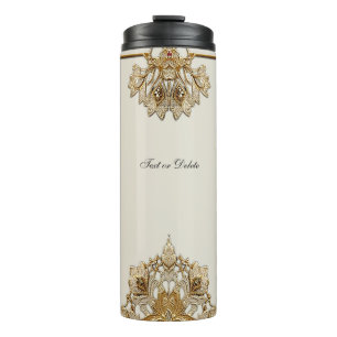 Gold Ornate Floral Thermal Tumbler