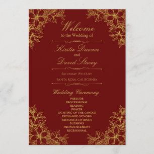 Gold Ornate Floral Wedding Program