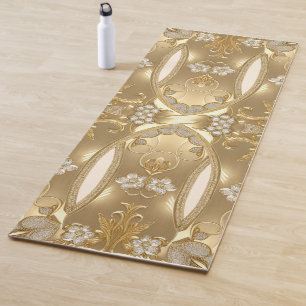 Gold Ornate Floral Yoga Mat