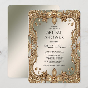Gold Ornate Frame Bridal Shower Invitation