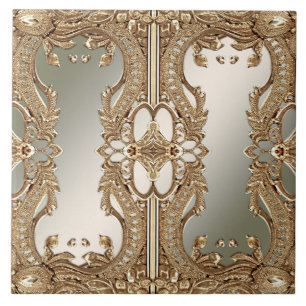 Gold Ornate Frame Ceramic Tile
