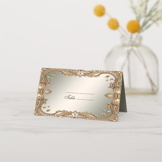 Gold Ornate Frame Place Card (Front)