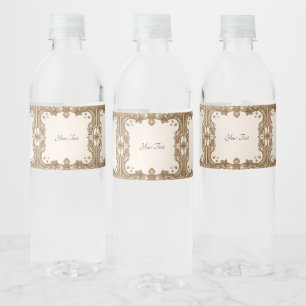 Gold Ornate Frame Water Bottle Label