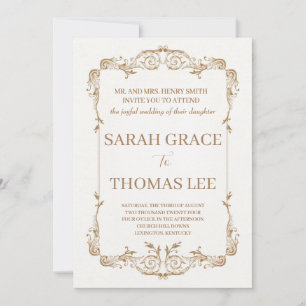 Gold Ornate Frame Wedding Invitation