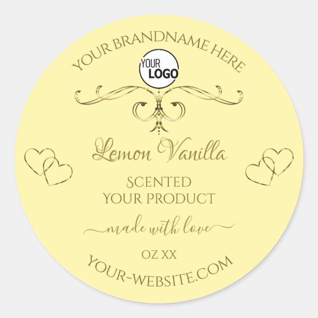 Gold Ornate Hearts Cream Product Labels with Logo (Front)