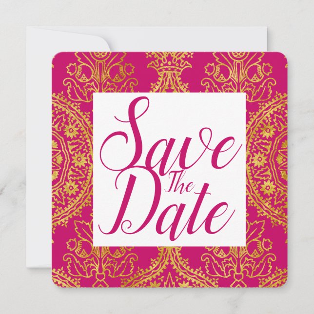 Gold Ornate Save The Date (Front)