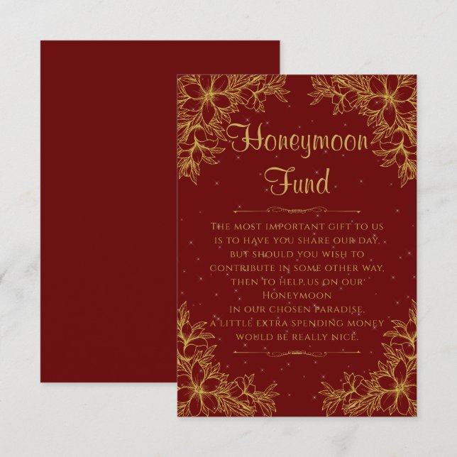 Gold Ornate Wedding Honeymoon Fund Enclosure Card (Front/Back)