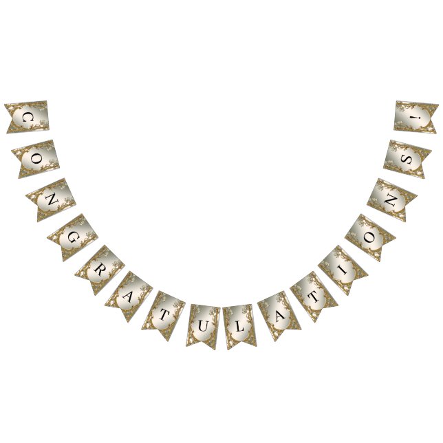 Gold Ornate White Floral Bunting Flag (All)