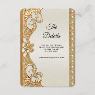 Gold Ornate White Pearls Detail Enclosure Card